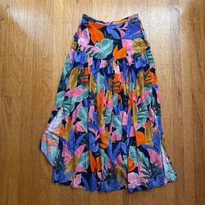 Orange and Purple Tiered Maxi A-Line Skirt for Resort Wear